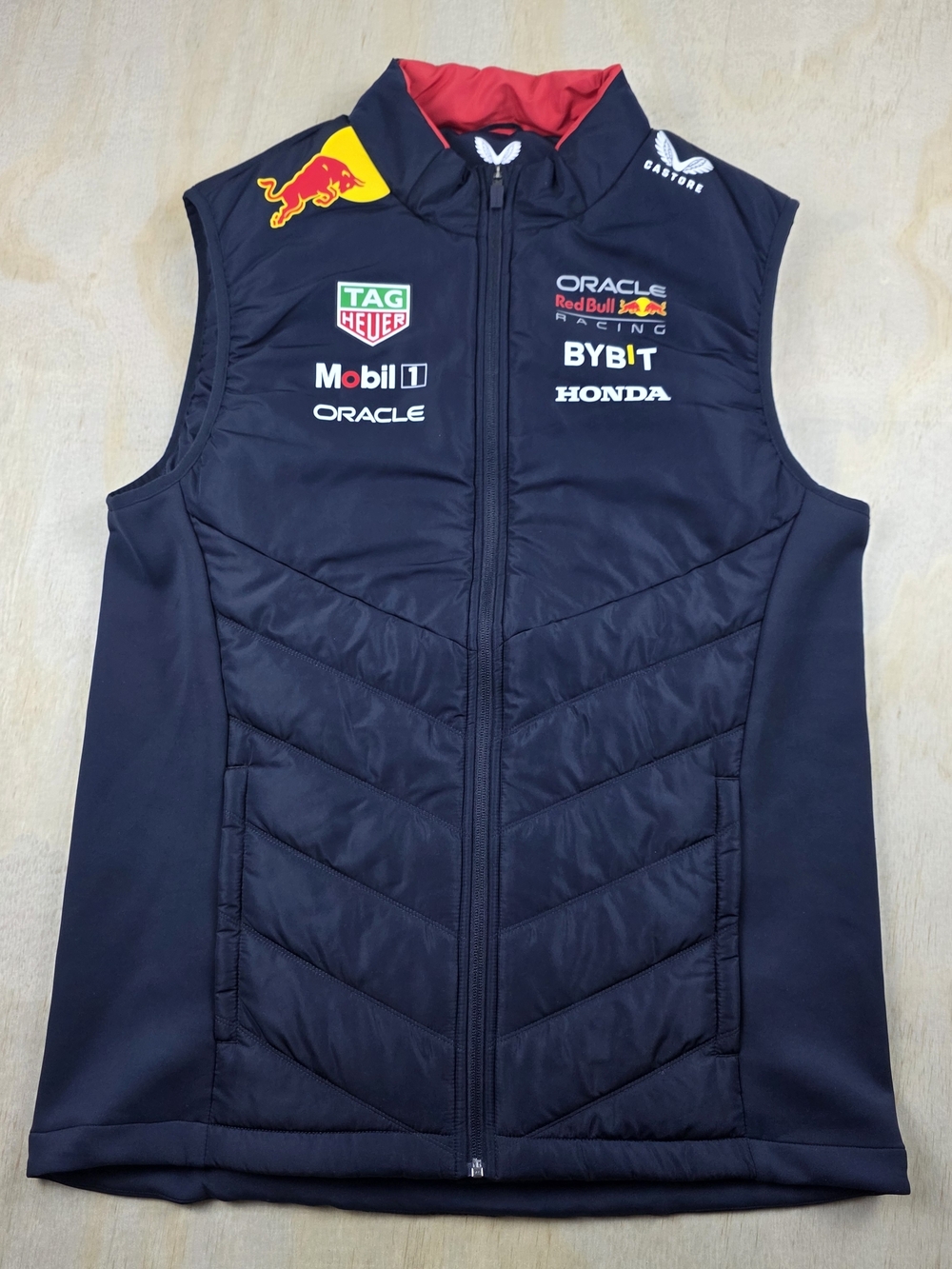Castore Red Bull Team Racing Gilet Puffer Vest Men's Large Blue Full Zip